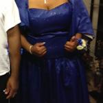 Royal Blue Glitter Satin Drop Waist Prom Dress, lined in Silver Glitter Satin. 